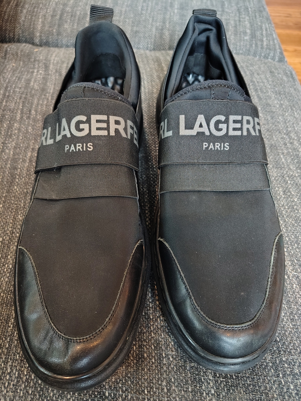 Karl Lagerfeld Paris Men's Black Slip-On Sneakers Size 8.5